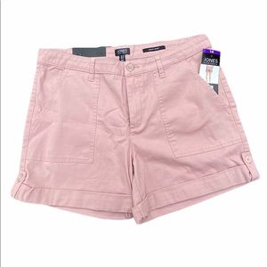 NWT Size 14 Pink Roll Up Cargo Shorts By JONES NY